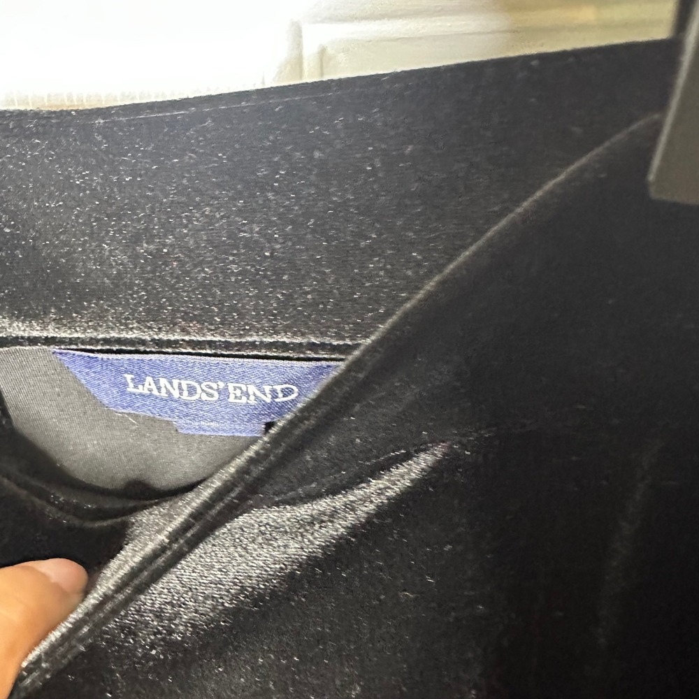 Land's End Black Velvet Midi Skirt Classic Chic Party Career Elegant Size 12 - Picture 4 of 9